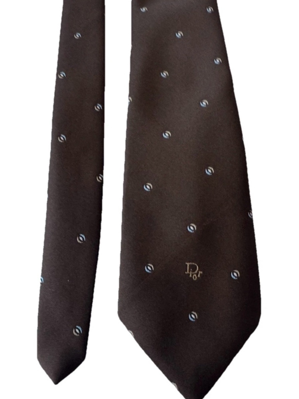 Christian Dior Men's Classic Brown With Multi Colored Dots Made In The USA Tie.
